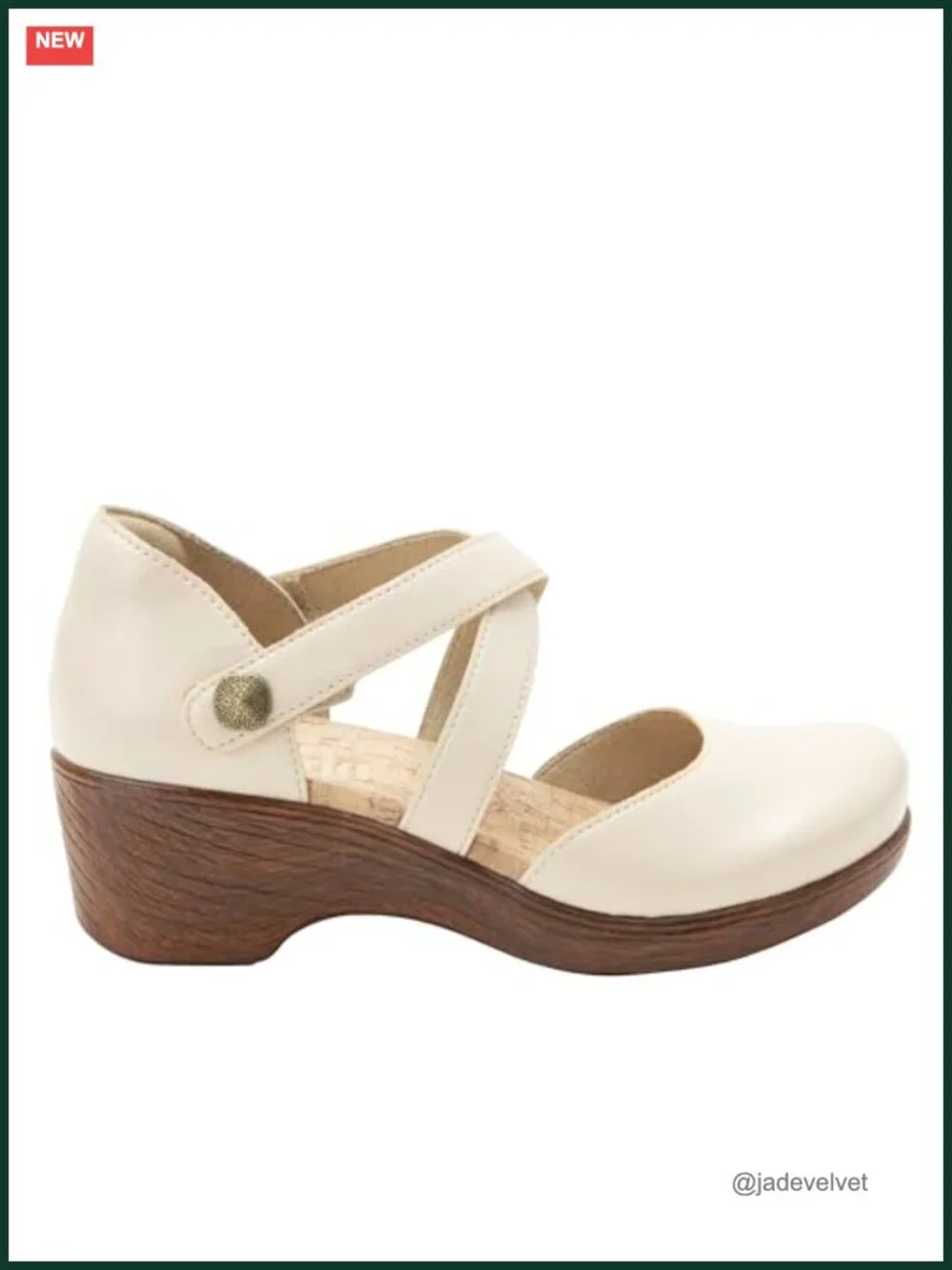 Leather Mary Jane Wedge with Arch Support Slip Resistant Kitten Heel